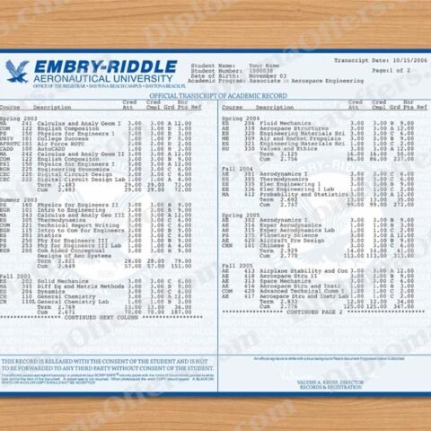 Associate Degree Transcript