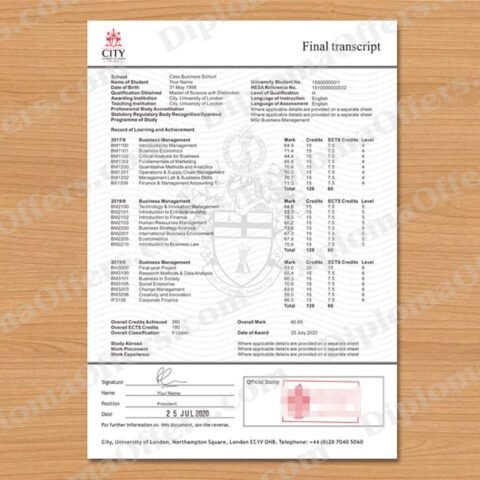 Master's Degree Transcript