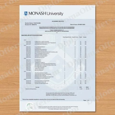 Australia College/University Transcript
