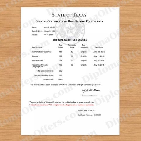 GED Transcript & Test Scores