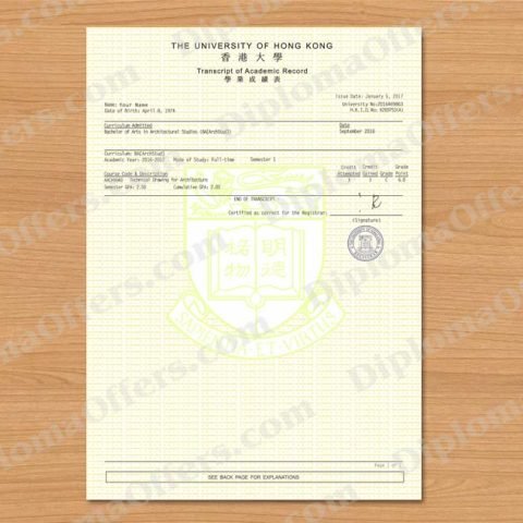 Hong Kong College/University Transcript