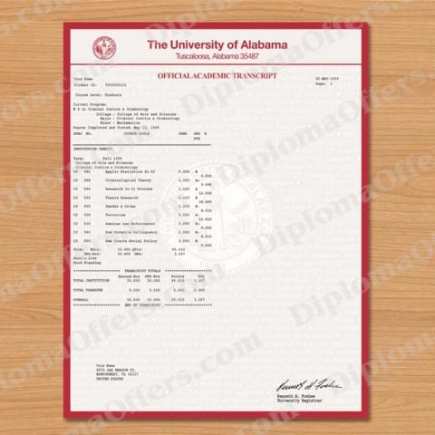 New Zealand College/University Transcript