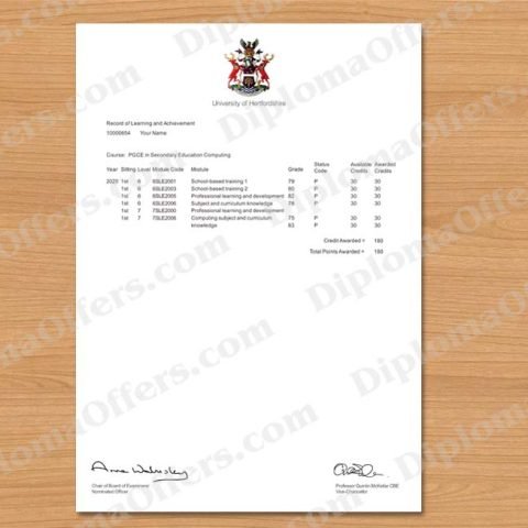 UK College/University Transcript